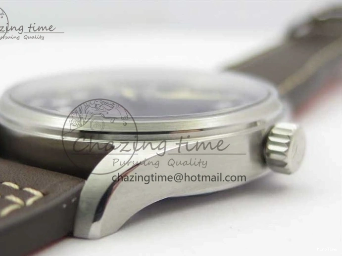 MIROTIME 0224 Original Pilot IW326803 SS MK 1:1 Best Edition Black Dial on Brown Leather Strap MIYOTA 7146